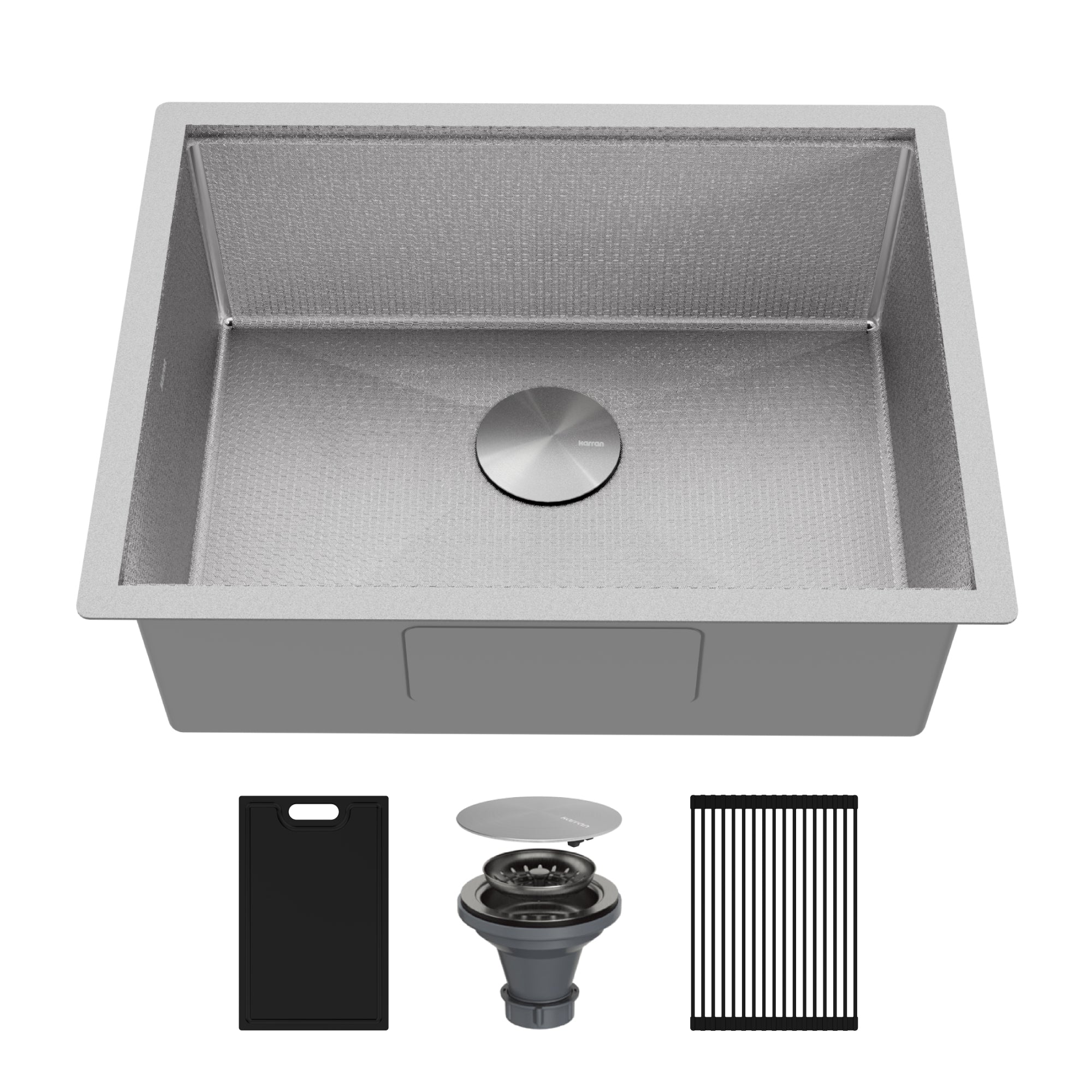 Karran Matrix 24" Undermount Stainless Steel Workstation Kitchen Sink with Accessories, 16 Gauge, HSU2419SBSS