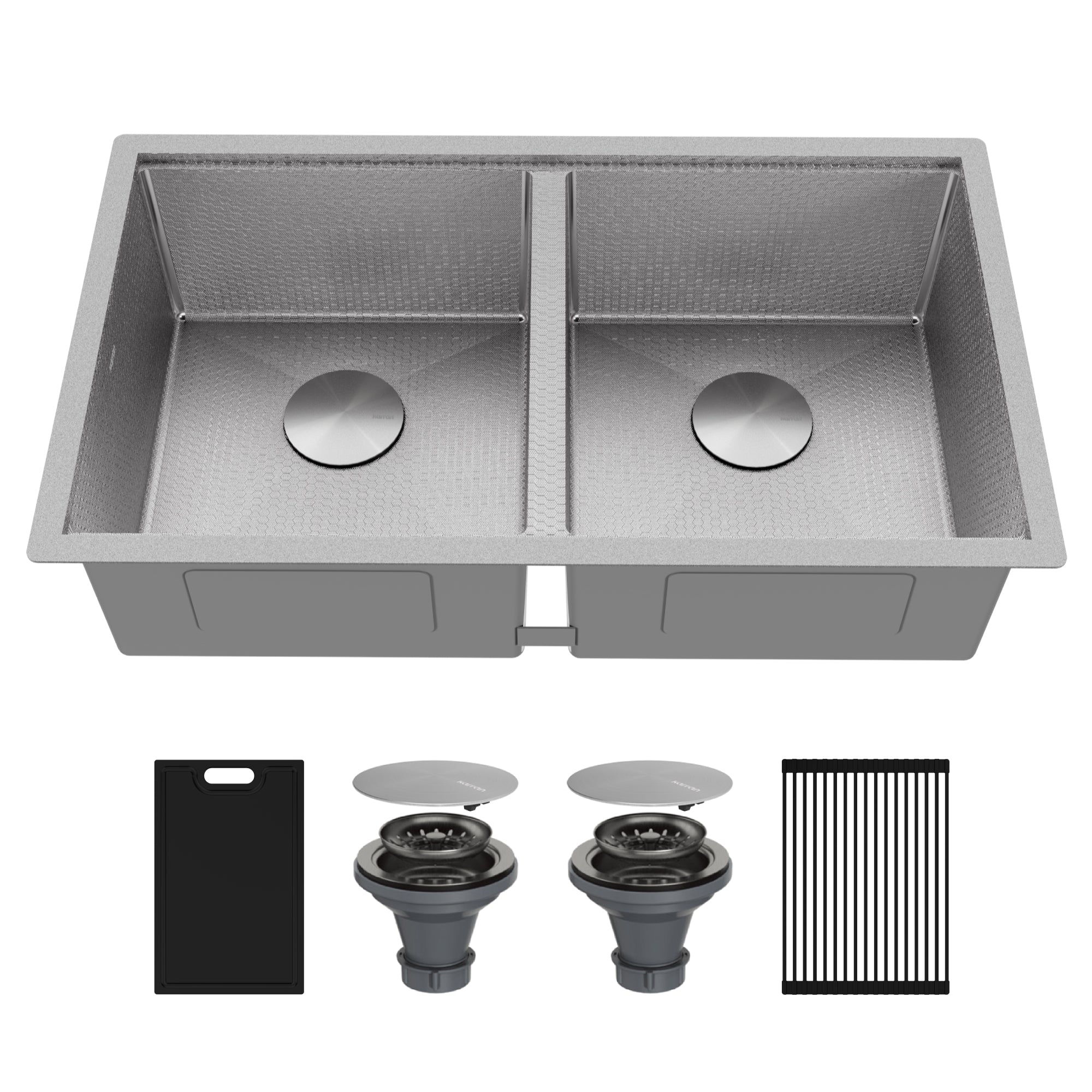 Karran Matrix 32" Undermount Stainless Steel Workstation Kitchen Sink with Accessories, 50/50 Double Bowl, 16 Gauge, HSU3219DBSS
