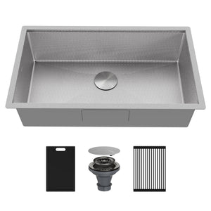 Alternate Image for Karran Matrix 32" Undermount Stainless Steel Workstation Kitchen Sink with Accessories, 16 Gauge, HSU3219SBSS