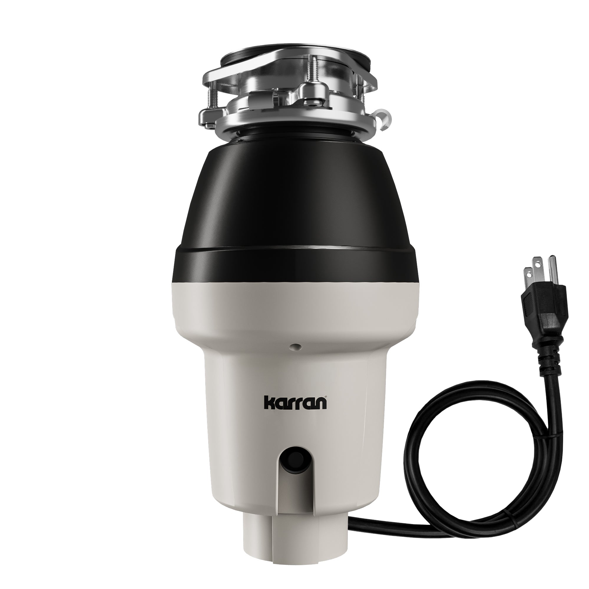 Karran 1/2 HP Continuous Feed Garbage Disposal for Kitchen Sinks with Power Cord and Accessories Included, Stainless Steel, Black and Grey, KGD250
