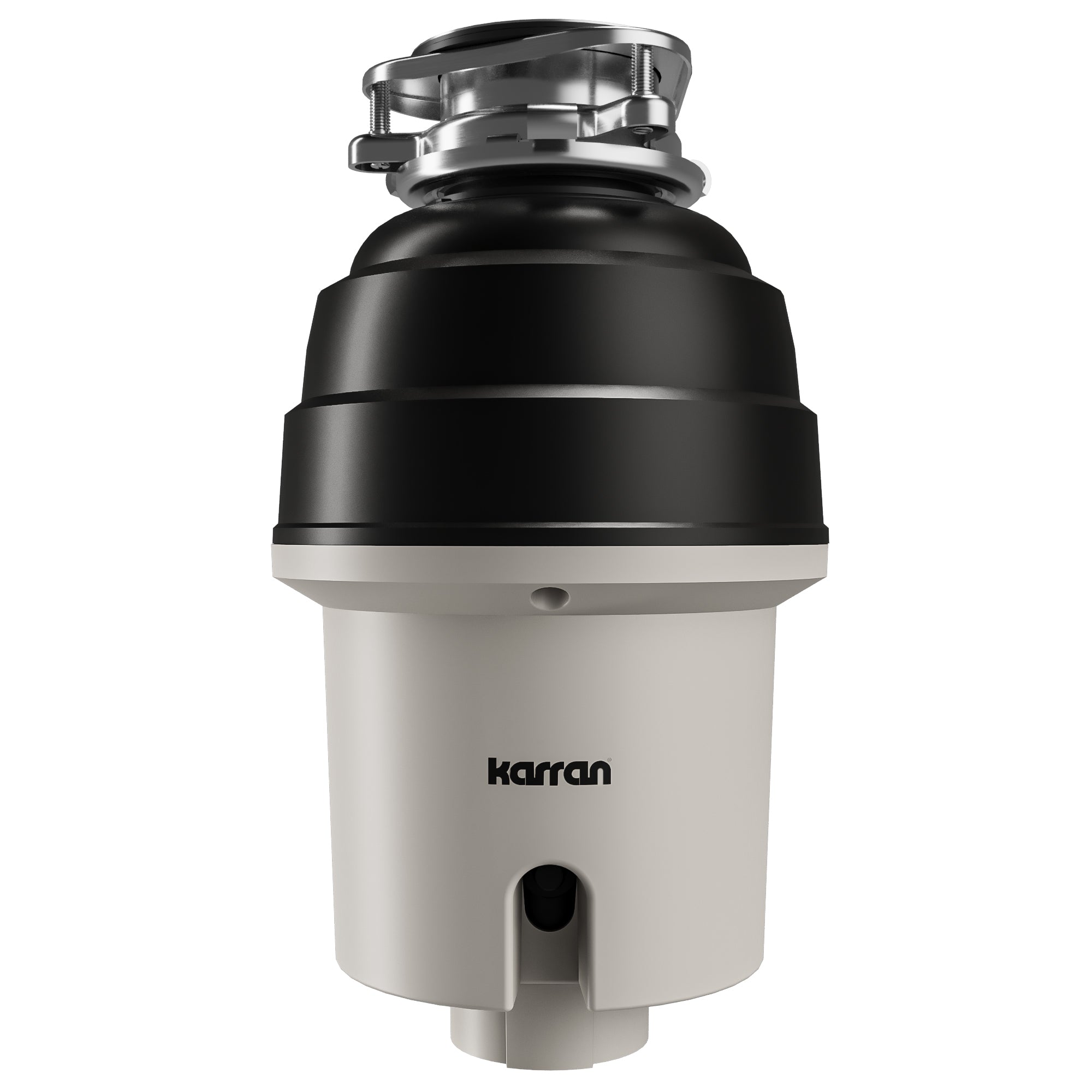Alternate Image for Karran 3/4 HP Continuous Feed Garbage Disposal for Kitchen Sinks with Power Cord and Accessories Included, Stainless Steel, Black and Grey, KGD270