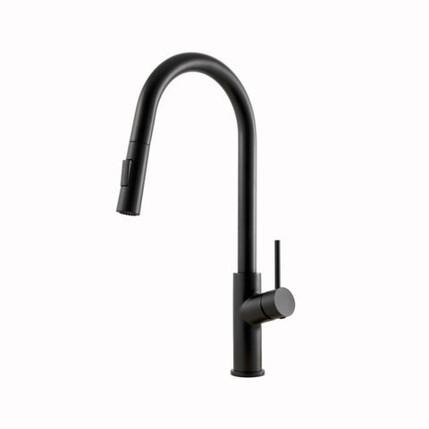 Houzer 1.75 GPM Kevali Series Matte Black Single Handle Pull-Down Kitchen Faucet - Brass, KEV-151-MB