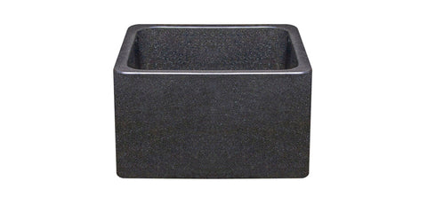 17" Black Granite Stone Farmhouse Kitchen Sink, Single Bowl, Reversible, KF171710-BK