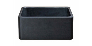 Alternate Image for 24" Black Granite Stone Farmhouse Kitchen Sink, Single Bowl, Reversible, KF242010-BK