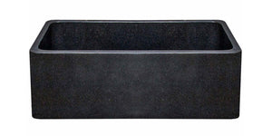 Alternate Image for 30" Black Granite Stone Farmhouse Kitchen Sink, Single Bowl, Smooth Reversible, KF302010SB-NLP-BK