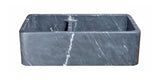 33" Soapstone Farmhouse Sink, Smooth Reversible Apron Front, Charcoal Marquina, 60/40 Double Bowl, KF332210DB-NLP-6040-CMS