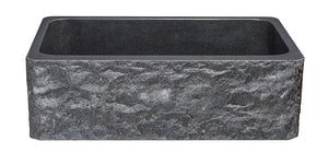 Alternate Image for 33" Black Granite Stone Farmhouse Kitchen Sink, Single Bowl, Chiseled Front, KF332010SB-BE-BK
