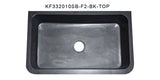 33" Black Granite Stone Farmhouse Kitchen Sink, Single Bowl, Floral Front, KF332010SB-F2-BK