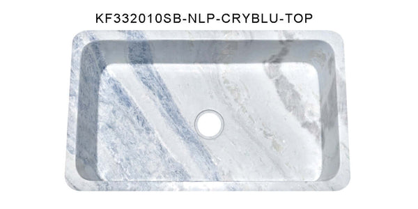 33" Stone Farmhouse Kitchen Sink, Smooth Reversible Apron Front, Crystal Blue Quartzite, KF332010SB-NLP-CRSBLU