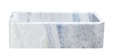 36" Stone Farmhouse Kitchen Sink, Smooth Reversible Apron Front, Crystal Blue Quartzite, KF362010SB-NLP-CRSBLU