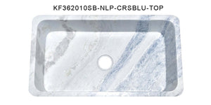 Alternate Image for 36" Stone Farmhouse Kitchen Sink, Smooth Reversible Apron Front, Crystal Blue Quartzite, KF362010SB-NLP-CRSBLU
