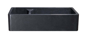 Alternate Image for 42" Black Granite Stone Farmhouse Kitchen Sink, 70/30 Double Bowl, Reversible, KF422010DB-NLP-7030-BK
