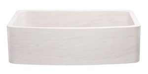 Alternate Image for 36" Stone Farmhouse Kitchen Sink, Smooth Reversible Curved Apron Front, Crema Lyon Limestone, Beige, KFCF362210SB-NLP-CL