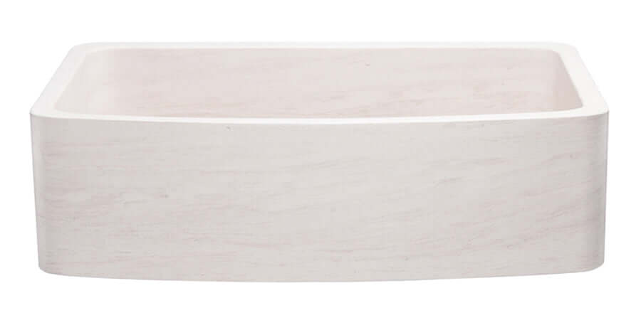 36" Stone Farmhouse Kitchen Sink, Smooth Reversible Curved Apron Front, Crema Lyon Limestone, Beige, KFCF362210SB-NLP-CL