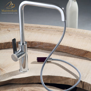 Alternate Image for MaestroBath 1.8 GPM Luce Mono Shower ADA Kitchen Faucet, Brushed Nickel, Lead-Free Brass, KIT-LUC-BNI