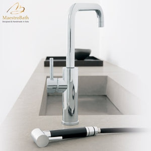 Alternate Image for MaestroBath 1.8 GPM Nobile ADA Kitchen Faucet With Side Sprayer, Brushed Nickel, Lead-Free Brass, KIT-NOB-BNI