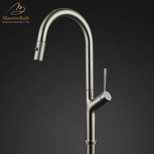 Alternate Image for MaestroBath 1.8 GPM Brezza Modern ADA Kitchen Faucet With 2 Jets, Brushed Nickel, Lead-Free Brass, KIT-BRZ-BNI