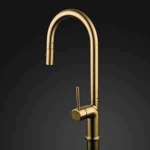 Alternate Image for MaestroBath 1.8 GPM Aura Modern ADA Kitchen Faucet With 2 Jets, Brushed Gold, Lead-Free Brass, KIT-AUR-BGL