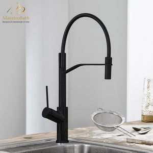 Alternate Image for MaestroBath 1.8 GPM Raffinato Mono ADA Kitchen Faucet, Black, Lead-Free Brass, Matt Black, KIT-RAF-BLK
