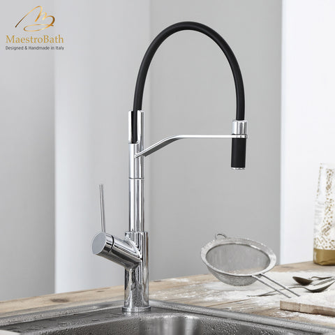 MaestroBath 1.8 GPM Raffinato Mono ADA Kitchen Faucet, Chrome, Lead-Free Brass, Polished Chrome, KIT-RAF-CHR