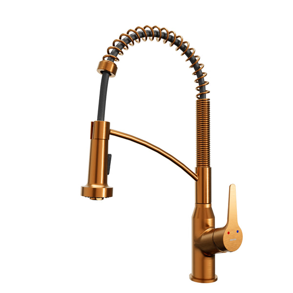 Karran Scottsdale 1.8 GPM Single Lever Handle Lead-free Brass ADA Kitchen Faucet, Pull-Down Kitchen, Brushed Copper, KKF210BC