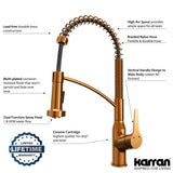 Karran Scottsdale 1.8 GPM Single Lever Handle Lead-free Brass ADA Kitchen Faucet, Pull-Down Kitchen, Brushed Copper, KKF210BC