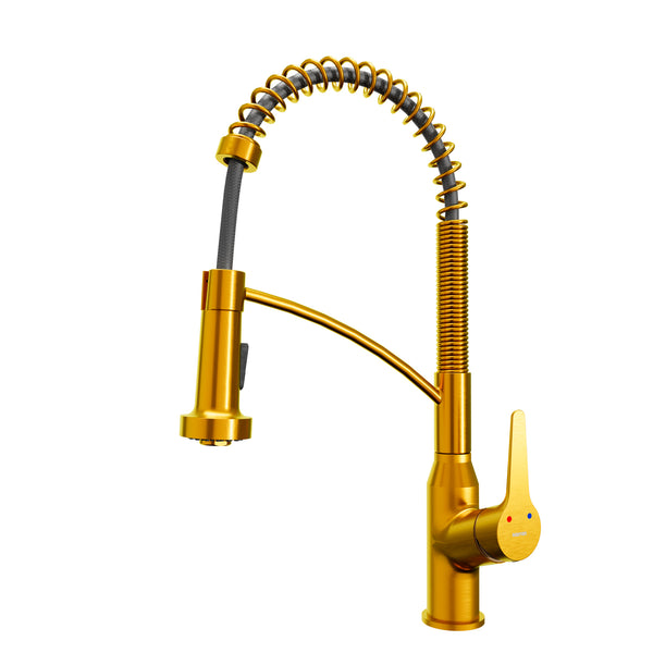 Karran Scottsdale 1.8 GPM Single Lever Handle Lead-free Brass ADA Kitchen Faucet, Pull-Down Kitchen, Gold, KKF210G