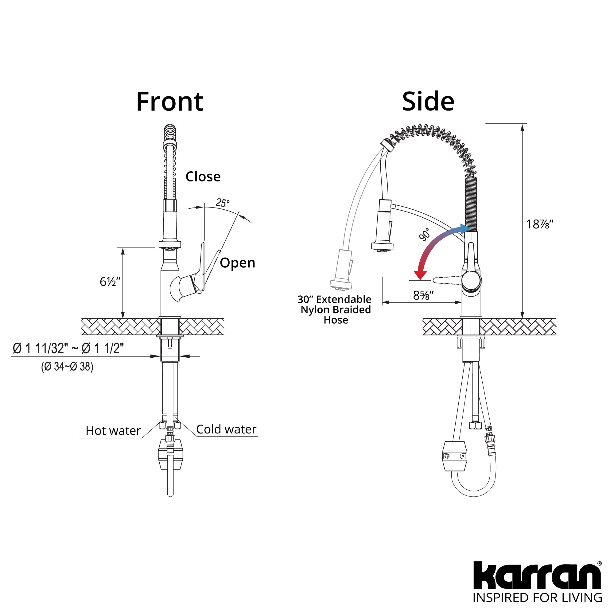 Karran Scottsdale 1.8 GPM Single Lever Handle Lead-free Brass ADA Kitchen Faucet, Pull-Down Kitchen, Gold, KKF210G