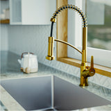 Karran Scottsdale 1.8 GPM Single Lever Handle Lead-free Brass ADA Kitchen Faucet, Pull-Down Kitchen, Gold, KKF210G