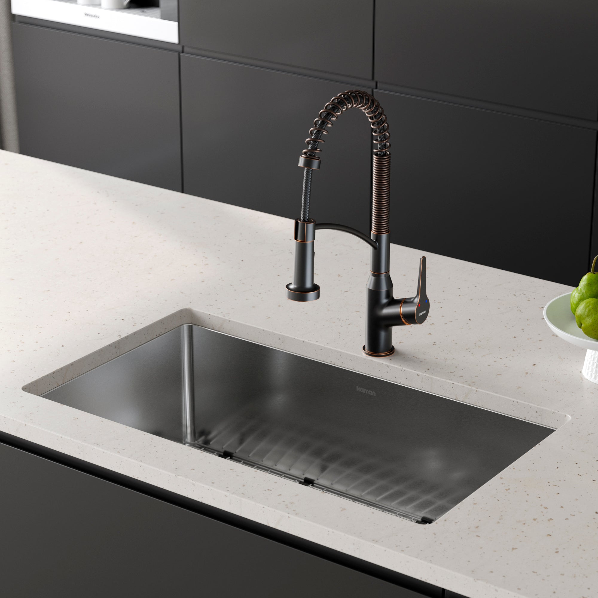 Karran Scottsdale 1.8 GPM Single Lever Handle Lead-free Brass ADA Kitchen Faucet, Pull-Down Kitchen, Oil Rubbed Bronze, KKF210ORB