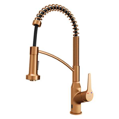 Karran Alston 1.8 GPM Single Lever Handle Lead-free Brass ADA Touchless Kitchen Faucet, Pull-Down, Brushed Copper, KKF215BC