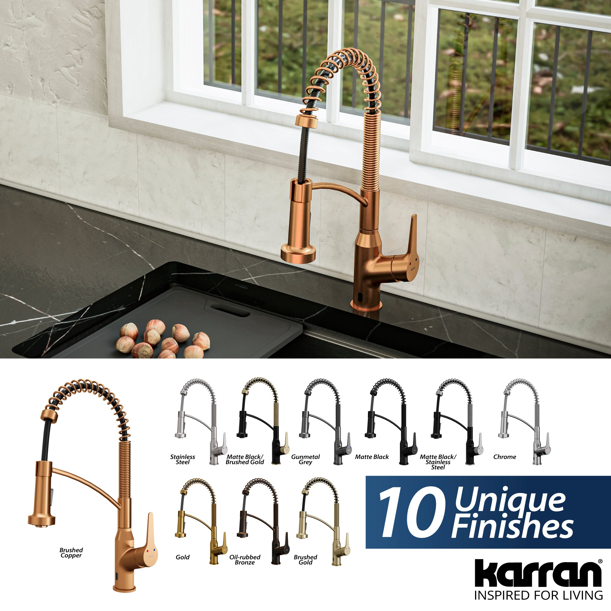 Karran Alston 1.8 GPM Single Lever Handle Lead-free Brass ADA Touchless Kitchen Faucet, Pull-Down, Brushed Copper, KKF215BC