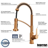 Karran Alston 1.8 GPM Single Lever Handle Lead-free Brass ADA Touchless Kitchen Faucet, Pull-Down, Brushed Copper, KKF215BC