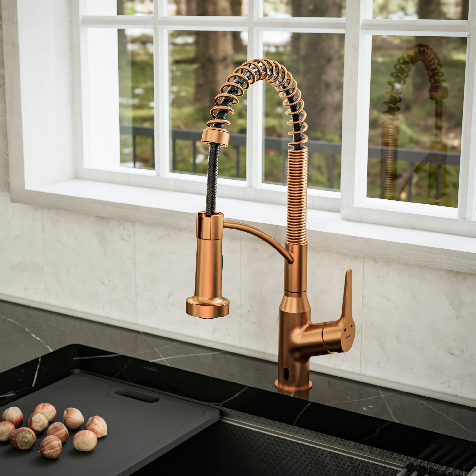 Karran Alston 1.8 GPM Single Lever Handle Lead-free Brass ADA Touchless Kitchen Faucet, Pull-Down, Brushed Copper, KKF215BC
