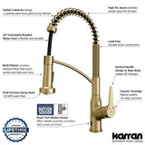 Karran Alston 1.8 GPM Single Lever Handle Lead-free Brass ADA Touchless Kitchen Faucet, Pull-Down, Brushed Gold, KKF215BG