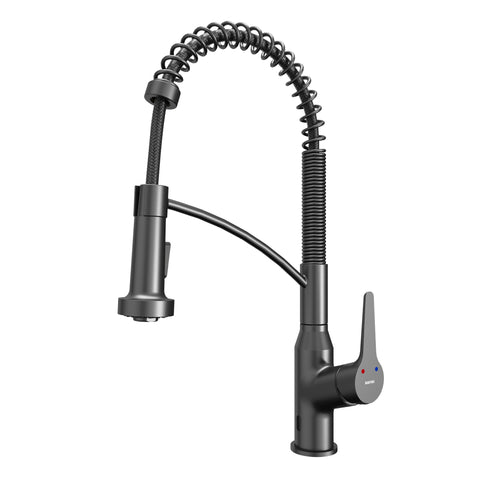 Karran Alston 1.8 GPM Single Lever Handle Lead-free Brass ADA Touchless Kitchen Faucet, Pull-Down, Gunmetal Grey, KKF215GG