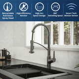 Karran Alston 1.8 GPM Single Lever Handle Lead-free Brass ADA Touchless Kitchen Faucet, Pull-Down, Gunmetal Grey, KKF215GG