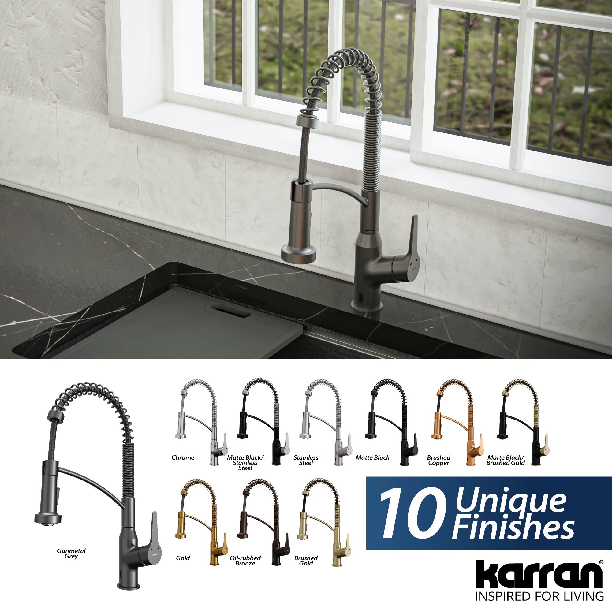 Karran Alston 1.8 GPM Single Lever Handle Lead-free Brass ADA Touchless Kitchen Faucet, Pull-Down, Gunmetal Grey, KKF215GG