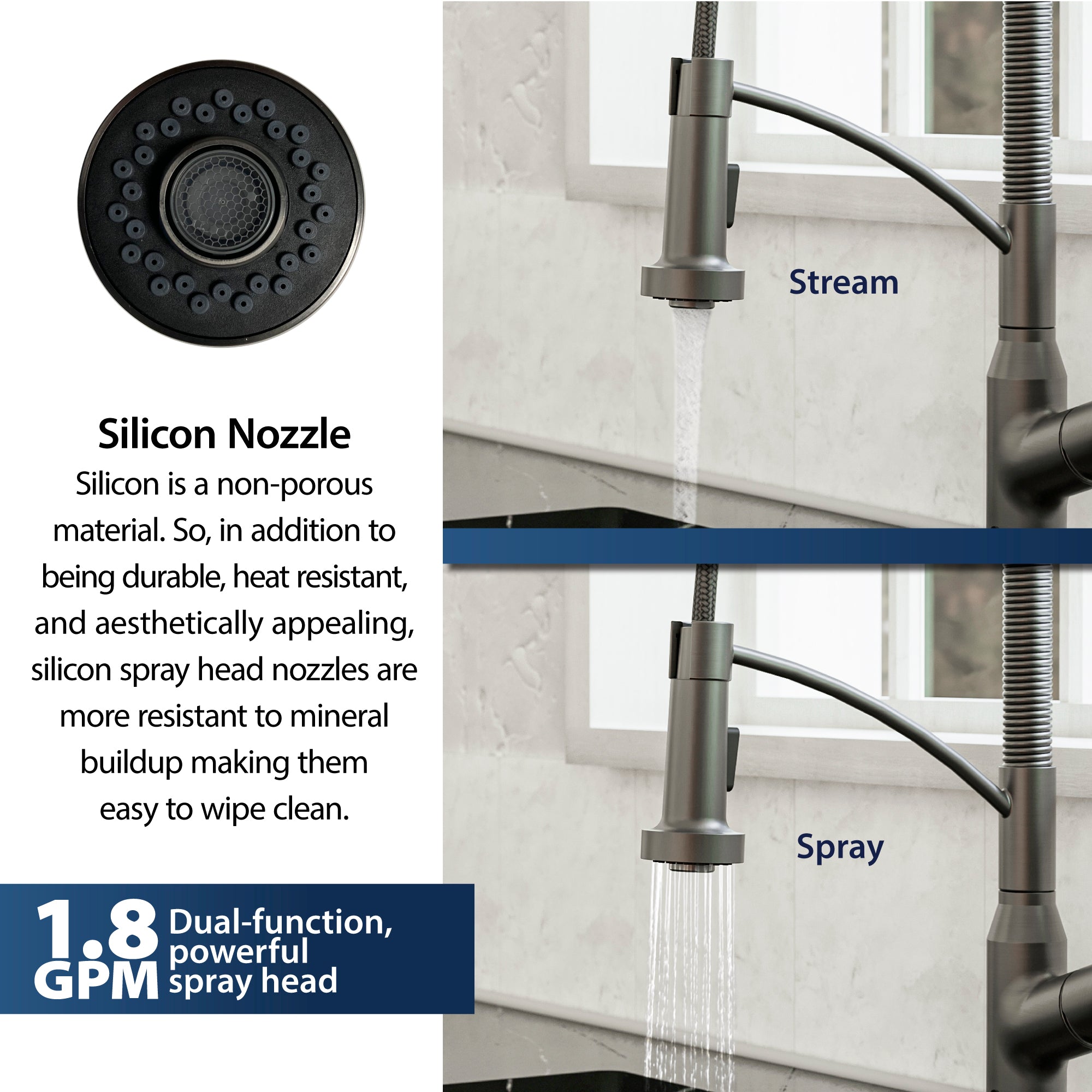 Karran Alston 1.8 GPM Single Lever Handle Lead-free Brass ADA Touchless Kitchen Faucet, Pull-Down, Gunmetal Grey, KKF215GG