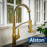 Karran Alston 1.8 GPM Single Lever Handle Lead-free Brass ADA Touchless Kitchen Faucet, Pull-Down, Gold, KKF215G