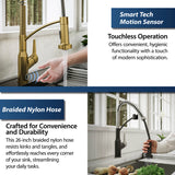 Karran Alston 1.8 GPM Single Lever Handle Lead-free Brass ADA Touchless Kitchen Faucet, Pull-Down, Gold, KKF215G