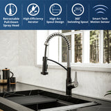 Karran Alston 1.8 GPM Single Lever Handle Lead-free Brass ADA Touchless Kitchen Faucet, Pull-Down, Matte Black & Stainless Steel, KKF215MBSS