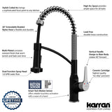 Karran Alston 1.8 GPM Single Lever Handle Lead-free Brass ADA Touchless Kitchen Faucet, Pull-Down, Matte Black & Stainless Steel, KKF215MBSS