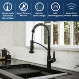 Karran Alston 1.8 GPM Single Lever Handle Lead-free Brass ADA Touchless Kitchen Faucet, Pull-Down, Matte Black, KKF215MB