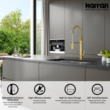 Karran Bluffton 1.8 GPM Single Lever Handle Lead-free Brass ADA Kitchen Faucet, Pull-Down Kitchen, Brushed Gold, KKF220BG