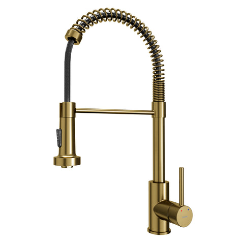 Karran Kadira 1.8 GPM Single Lever Handle Lead-free Brass ADA Kitchen Faucet, Pull-Down, Brushed Gold, KKF225BG