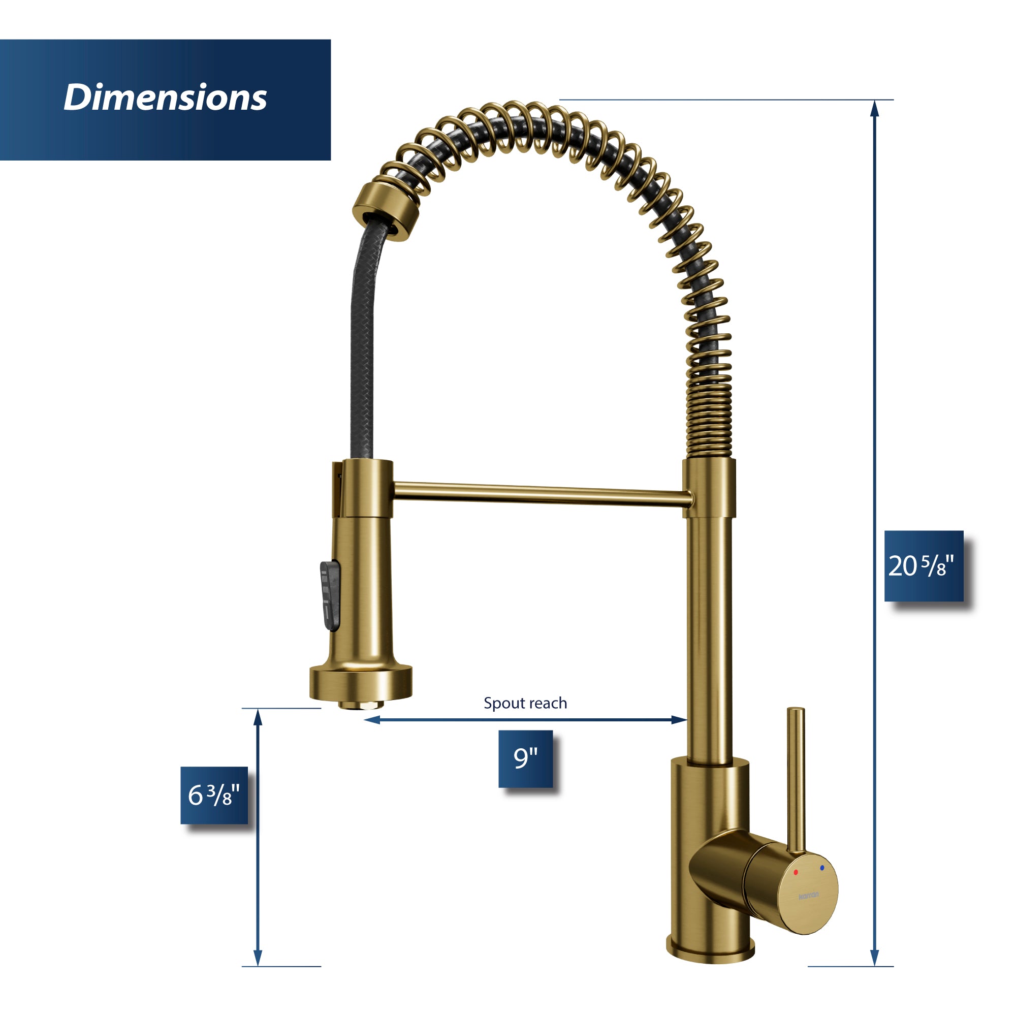 Karran Kadira 1.8 GPM Single Lever Handle Lead-free Brass ADA Kitchen Faucet, Pull-Down, Brushed Gold, KKF225BG