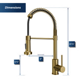 Karran Kadira 1.8 GPM Single Lever Handle Lead-free Brass ADA Kitchen Faucet, Pull-Down, Brushed Gold, KKF225BG