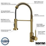 Karran Kadira 1.8 GPM Single Lever Handle Lead-free Brass ADA Kitchen Faucet, Pull-Down, Brushed Gold, KKF225BG