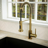 Karran Kadira 1.8 GPM Single Lever Handle Lead-free Brass ADA Kitchen Faucet, Pull-Down, Brushed Gold, KKF225BG